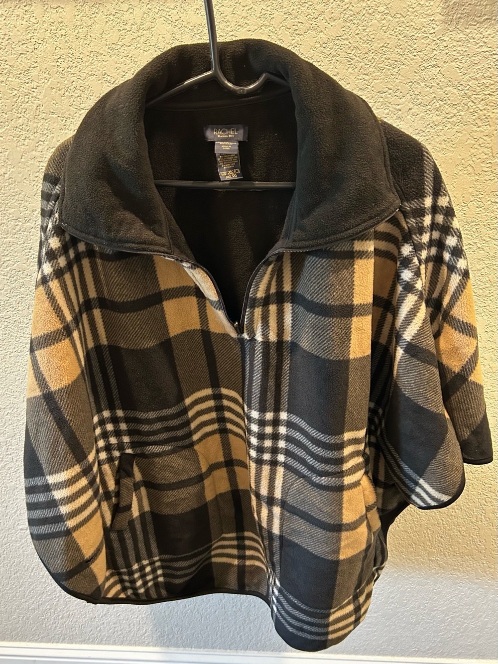 RACHEL Rachel Roy Black and Tan Plaid Teddy Jacket